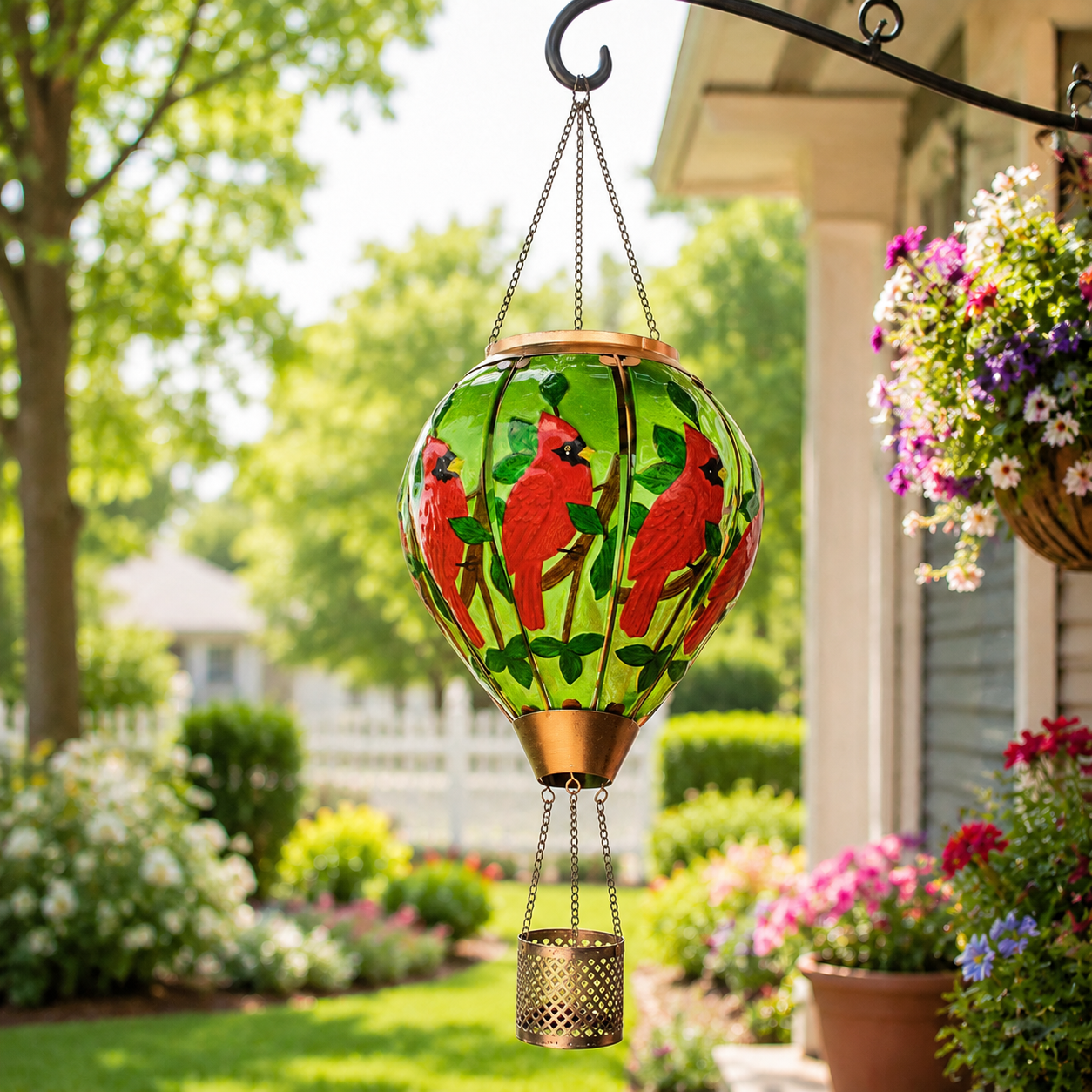 Hot Air Balloon Solar Lantern With Flame Effect