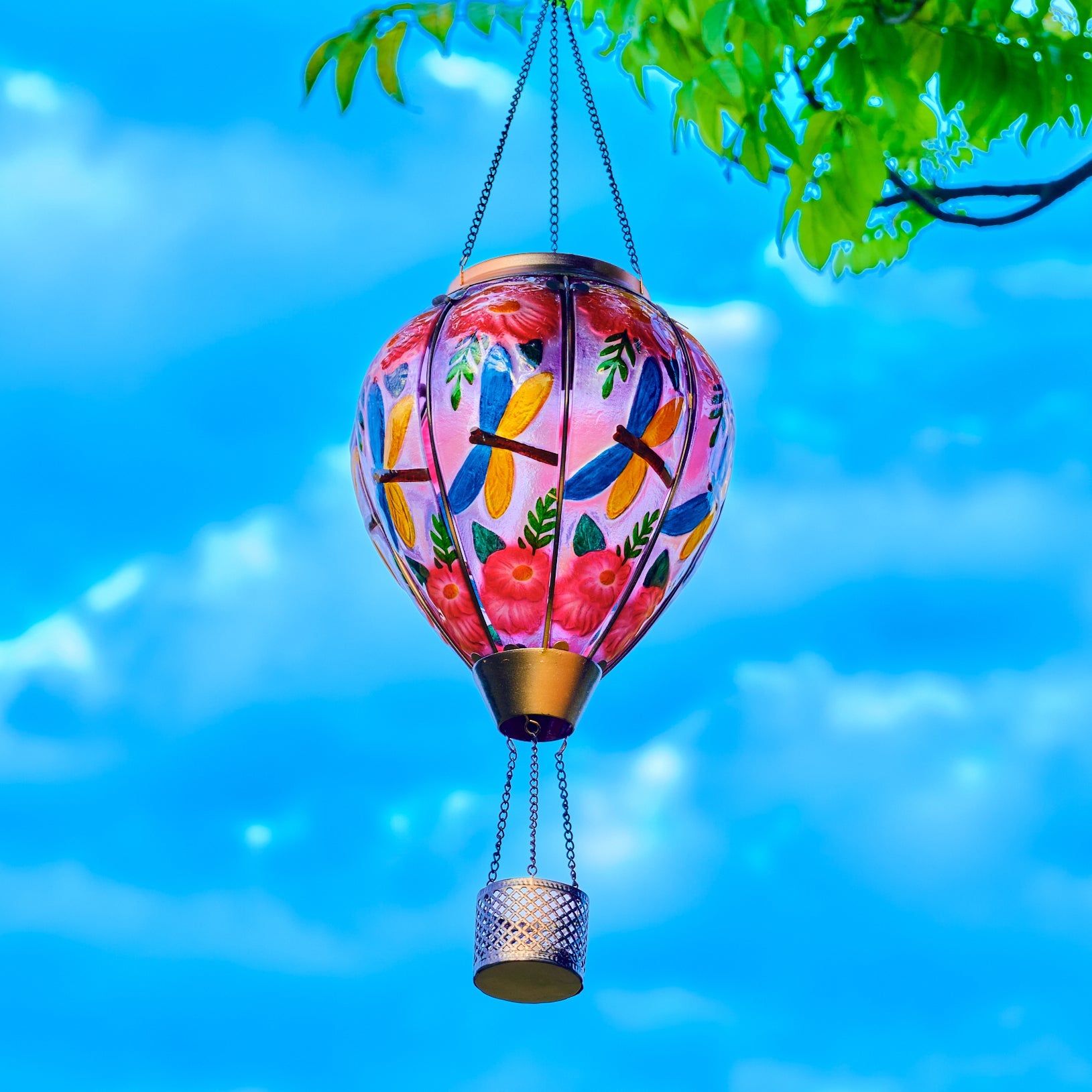 Hanging dragonfly solar balloon lantern bringing charm to front yard decorations with LED yard lights