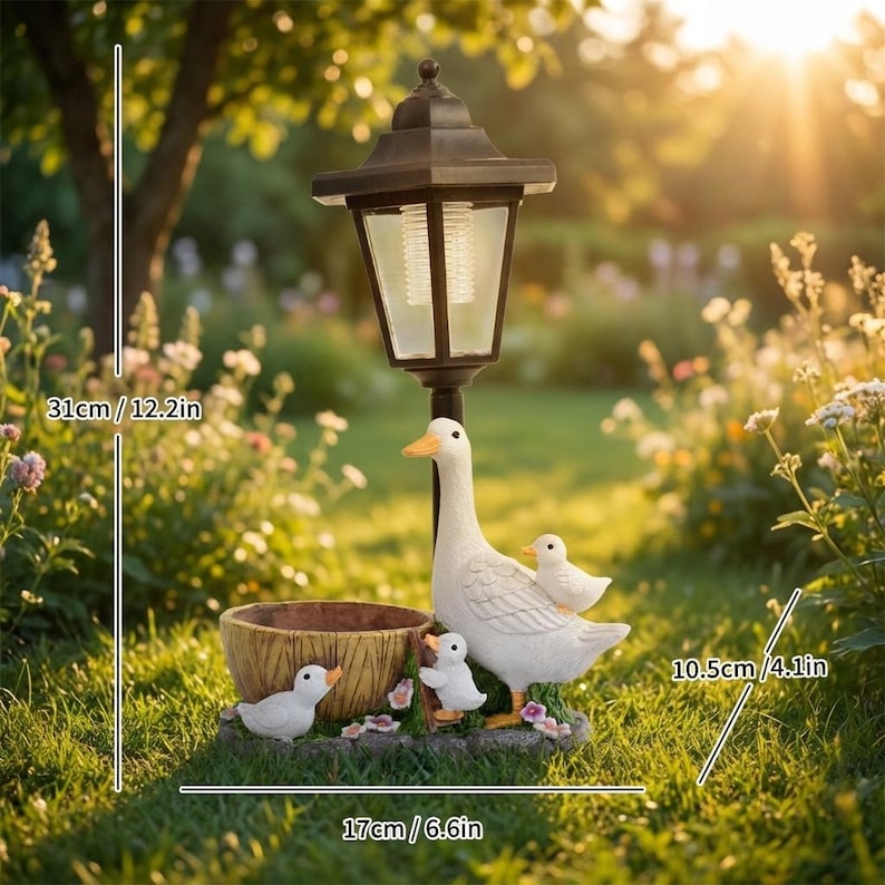 Duck Lantern Solar Garden Statue