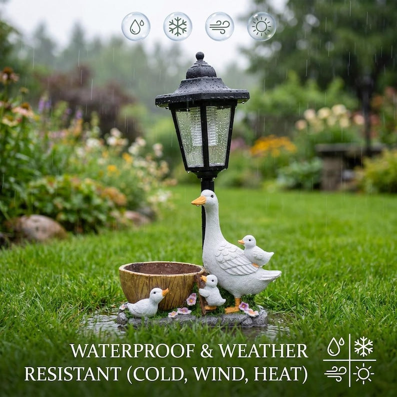 Duck Lantern Solar Garden Statue