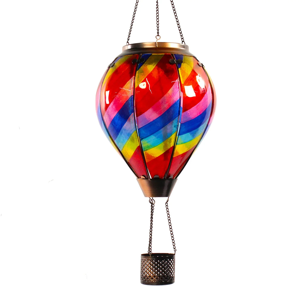 outdoor hot air balloon solar lantern lighting backyard and patio decor ideas